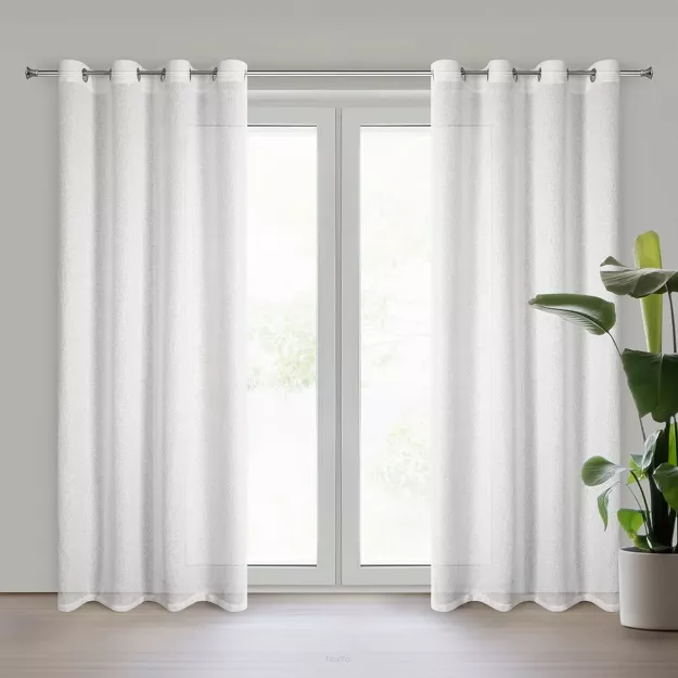 Zasłona na przelotkach 140x250 ESSI biała w stylu eko z błyszczącą nicią