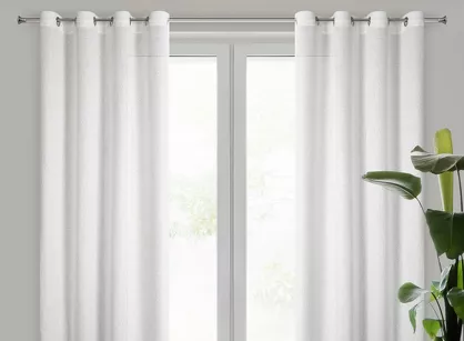 Zasłona na przelotkach 140x250 ESSI biała w stylu eko z błyszczącą nicią