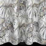 Zasłona na taśmie 140x270 RODOS welwetowa biała ze srebrnym nadrukiem beżowych egzotycznych liści Design 91 - 10
