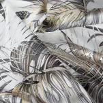 Zasłona na taśmie 140x270 RODOS welwetowa biała ze srebrnym nadrukiem beżowych egzotycznych liści Design 91 - 11