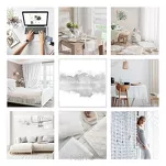 Zasłona na taśmie 140x270 RODOS welwetowa biała ze srebrnym nadrukiem beżowych egzotycznych liści Design 91 - 15