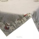 Obrus świąteczny 140x180 1163 gobelinowy popielaty z motywem zimowym i połyskującą złotą nicią - 6