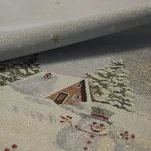 Obrus świąteczny 140x180 1163 gobelinowy popielaty z motywem zimowym i połyskującą złotą nicią - 4