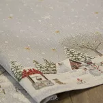 Obrus świąteczny 140x180 1163 gobelinowy popielaty z motywem zimowym i połyskującą złotą nicią - 6