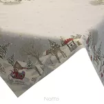 Obrus świąteczny 140x180 1163 gobelinowy popielaty z motywem zimowym i połyskującą złotą nicią - 2