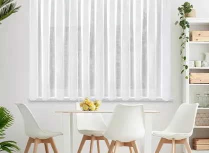 Firana gotowa na taśmie 400x150 LUCY biała z gładkiego woalu