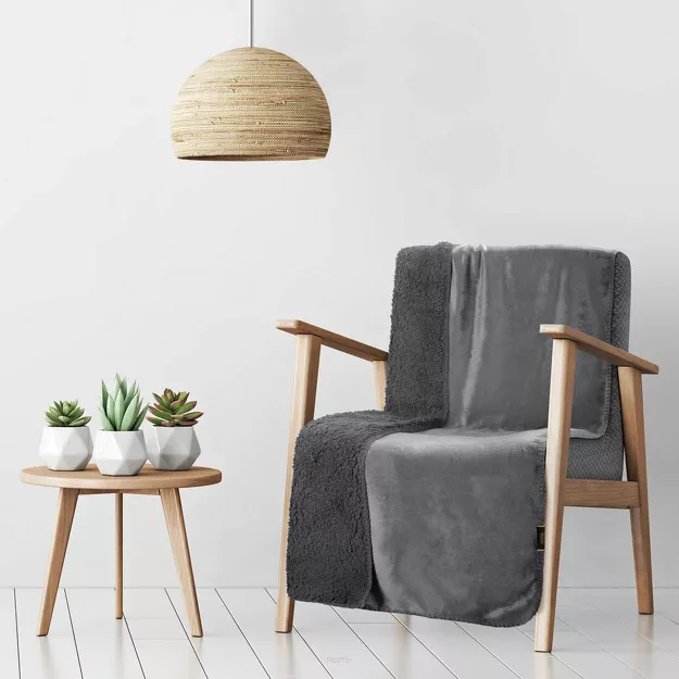 Koc na fotel jednokolorowy 70x160 TEDY stalowy imitujący buklę