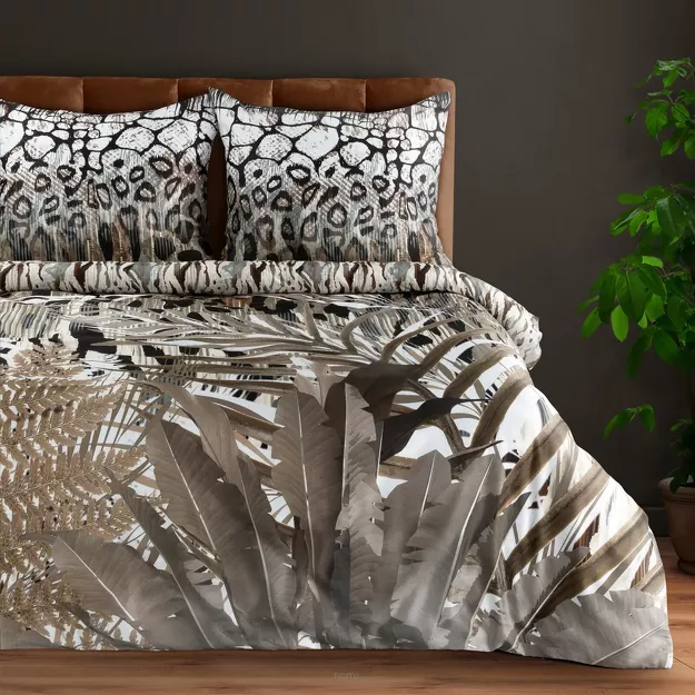 Pościel z makosatyny 160x200 EVA 14 Eva Minge brązowa dwustronna z designerskim wzorem z kolekcji Premium