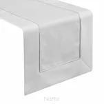 Bieżnik elegancki 40x180 MADELE biały zdobiony srebrną lamówką - 3