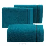 Ręcznik bawełniany 100x150 ABBIE turkusowy z żakardową błyszczącą bordiurą w pasy z delikatną krateczką - 5