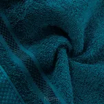 Ręcznik bawełniany 100x150 ABBIE turkusowy z żakardową błyszczącą bordiurą w pasy z delikatną krateczką - 3