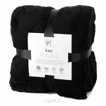 Koc 200x220 CARO czarny puszysty typu flano z wytłaczanym wzorem Design 91 - 6