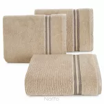 Ręcznik 70x140 FILON beżowy zdobiony bordiurą w prążki z połyskującą srebrną nicią - 4