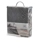 Narzuta welwetowa 200x220 LUIZ 6 stalowa pikowana ze złotym przecieranym wzorem efekt 3D Design 91 - 6