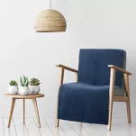 Koc na fotel 70x160 BUKLA granatowy jednokolorowy wzór baranka - 9