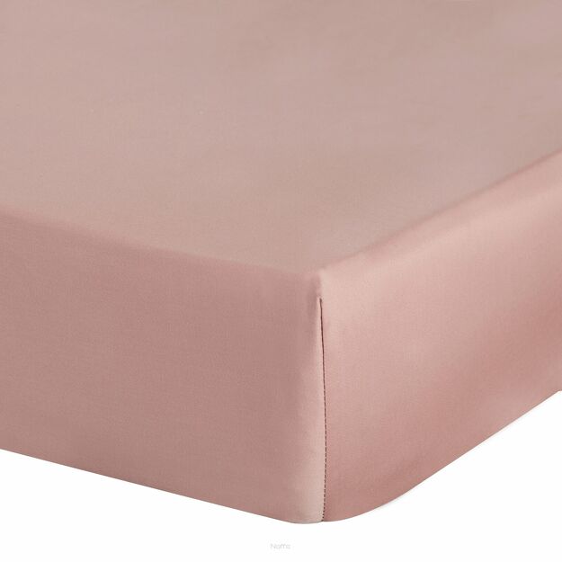 Prześcieradło z satyny bawełnianej z gumką NOVA 3 różowe 220x200