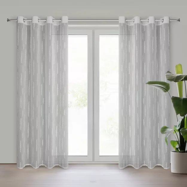 Zasłona na przelotkach 140x250 ALENI srebrna z aplikacją w sopelki