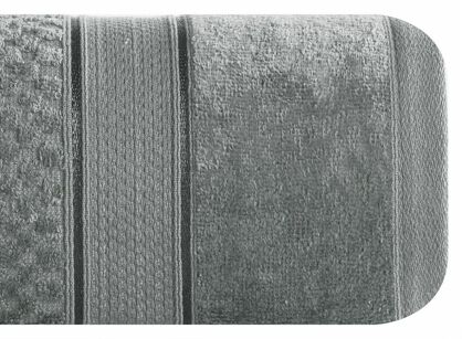 Ręcznik 90x150 JESSI stalowy z fakturą krateczki i gładką welurową bordiurą