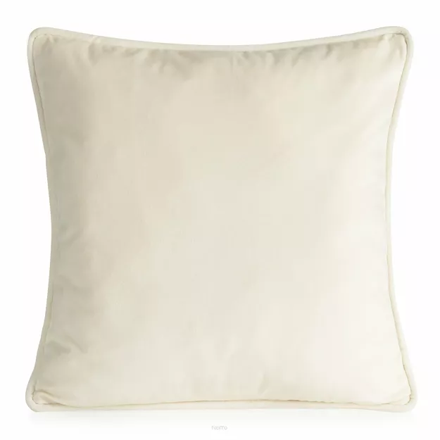 Poszewka welwetowa 45x45 VELVET 147A jednokolorowa kremowa obszyta lamówką