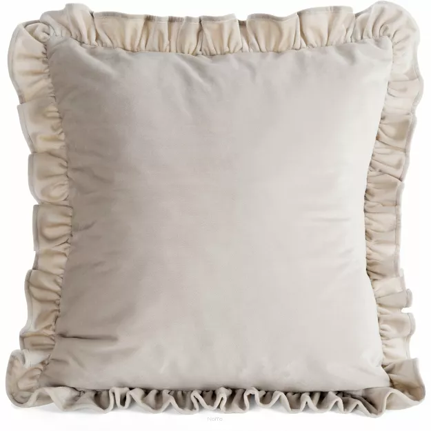 Poszewka welwetowa 45x45 jednokolorowa BRENDA 1 beżowa z falbanami