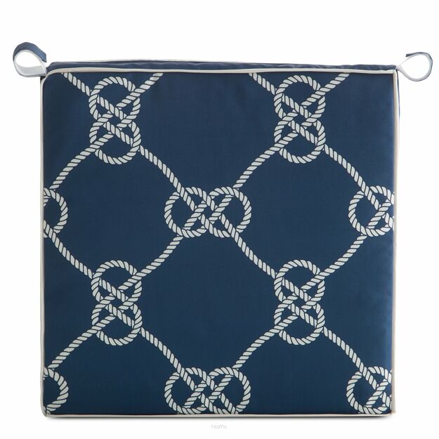 Siedzisko na taras 42x42x4 GARDEN 15 granatowe wodoodporne styl morski z troczkami