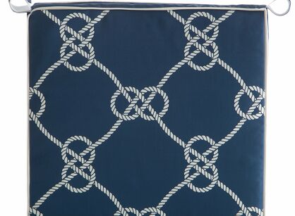 Siedzisko na taras 42x42x4 GARDEN 15 granatowe wodoodporne styl morski z troczkami