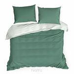 Pościel satynowa 140x200 RAYA biała miętowa w paseczki - 6