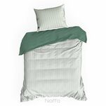 Pościel satynowa 140x200 RAYA biała miętowa w paseczki - 5