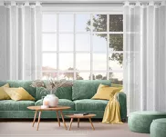 Firana na przelotkach 140x250 KELLY biała o strukturze delikatnego deszczyku z błyszczącą srebrną nicią - 11