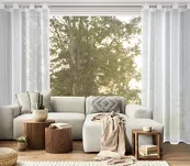 Firana na przelotkach 140x250 KELLY biała o strukturze delikatnego deszczyku z błyszczącą srebrną nicią - 12