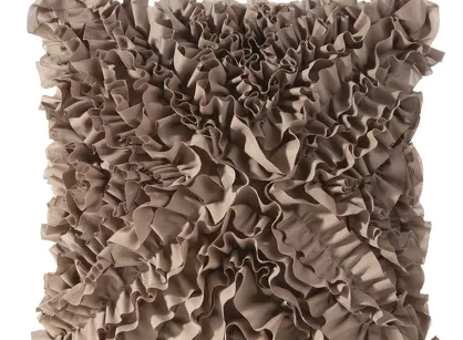 Poszewka jednokolorowa 45x45 MIRENA ciemny beż zdobiona falbanami