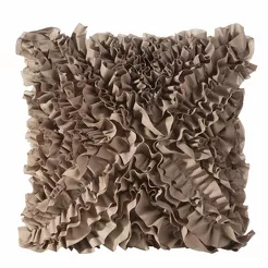 Poszewka jednokolorowa 45x45 MIRENA ciemny beż zdobiona falbanami