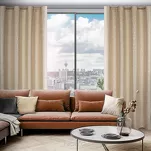 Zasłona na przelotkach 140x250 SEMI cappuccino szampański geometryczny wzór - 7