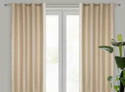 Zasłona gotowa na przelotkach 140x250 SEMI cappuccino szampański geometryczny wzór