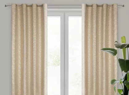 Zasłona na przelotkach 140x250 SEMI cappuccino szampański geometryczny wzór