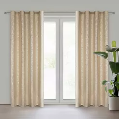 Zasłona gotowa na przelotkach 140x250 SEMI cappuccino szampański geometryczny wzór