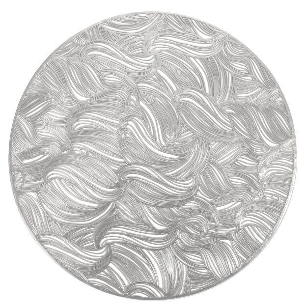 Podkładka dekoracyjna fi 38 WIKI srebrna okrągła z ażurowym wzorem fali