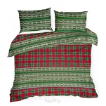Pościel świąteczna 140x200 AURORA czerwono zielona wzór skandynawski z flaneli - 4