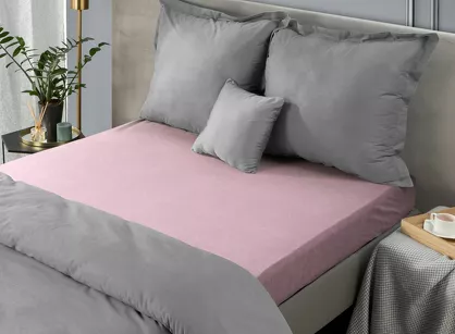 Prześcieradło z bawełny frotte z gumką pudrowe 180x200 Design 91