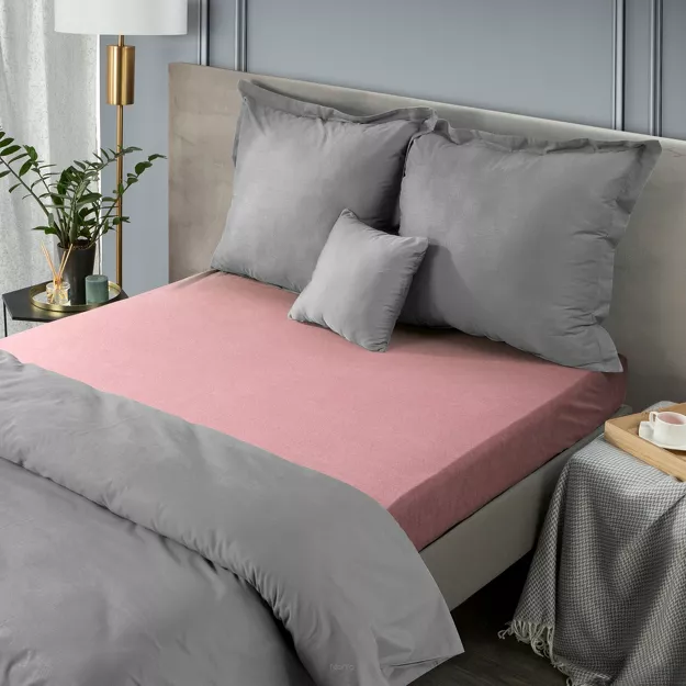 Prześcieradło z bawełny frotte z gumką pudrowe 160x200 Design 91