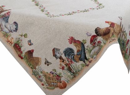 Nakładka wielkanocna 100x100 1287 gobelinowa naturalna czerwona kurki