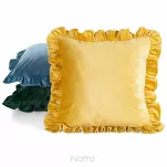 Poszewka welwetowa 45x45 jednokolorowa BRENDA 1 musztardowa z falbanami - 4