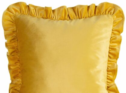 Poszewka welwetowa 45x45 jednokolorowa BRENDA 1 musztardowa z falbanami