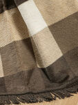 Koc bawełniany 150x200 1229-1 beżowy brązowy w kratę z frędzlami - 2
