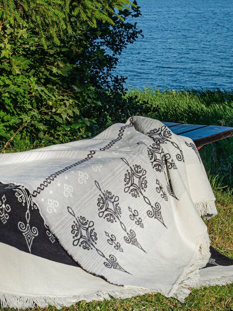 Koc bawełniany 150x200 0597-2 szary z frędzlami