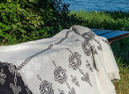 Koc bawełniany 150x200 0597-2 szary z frędzlami