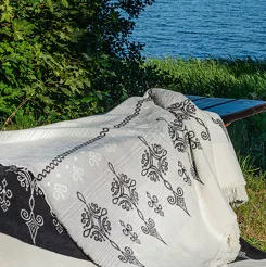 Koc bawełniany 150x200 0597-2 szary z frędzlami