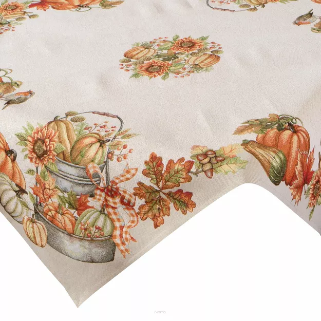 Nakładka gobelinowa 100x100 1223 naturalna z nadrukiem pomarańczowych dyni