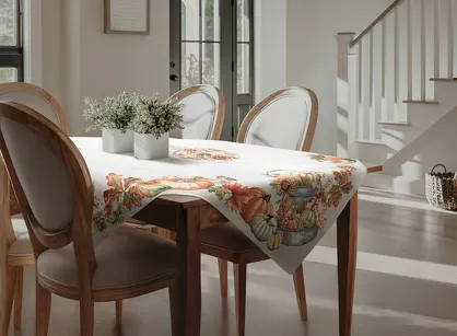 Nakładka gobelinowa 100x100 1223 naturalna z nadrukiem pomarańczowych dyni