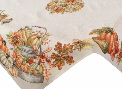 Nakładka gobelinowa 100x100 1223 naturalna z nadrukiem pomarańczowych dyni